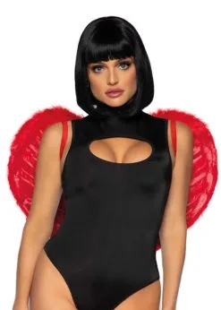 Womens Leg Avenue Red Devil Feather Wings -Costumes Sales leg avenue red feather devil wings 2776 03