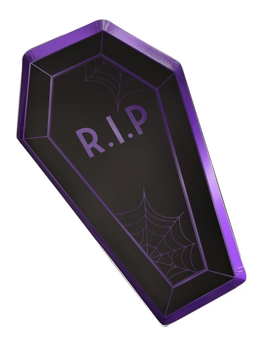 Halloween Black Coffin Shaped Party Plates Pk8 4 Halloween Black Coffin Shaped Party Plates Pk8 - Image 2