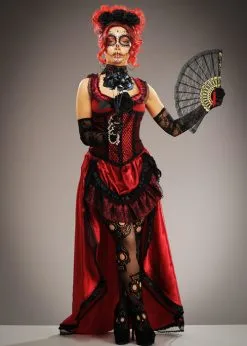 Womens Day Of The Dead Long Red Senorita Costume 7 Womens Day Of The Dead Long Red Senorita Costume -Costumes Sales long red day of the dead costume 02