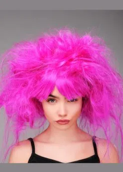 Womens Backcombed Neon Purple Magenta Zombie Wig