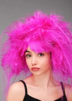 Womens Backcombed Neon Purple Magenta Zombie Wig -Costumes Sales magenta purple back combed wig 02
