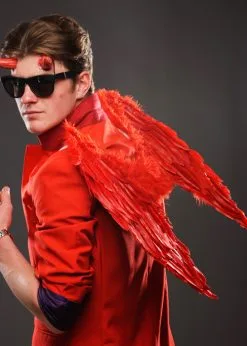 Mens Demon Red Feather Gothic Angel Wings