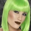 Ladies Green Gothic Blunt Bob Wig -Costumes Sales neon green gothic blunt bob wig