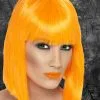 Ladies Orange Gothic Blunt Bob Wig -Costumes Sales neon orange gothic blunt bob wig