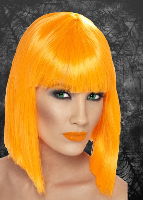 Ladies Orange Gothic Blunt Bob Wig 3 Ladies Orange Gothic Blunt Bob Wig