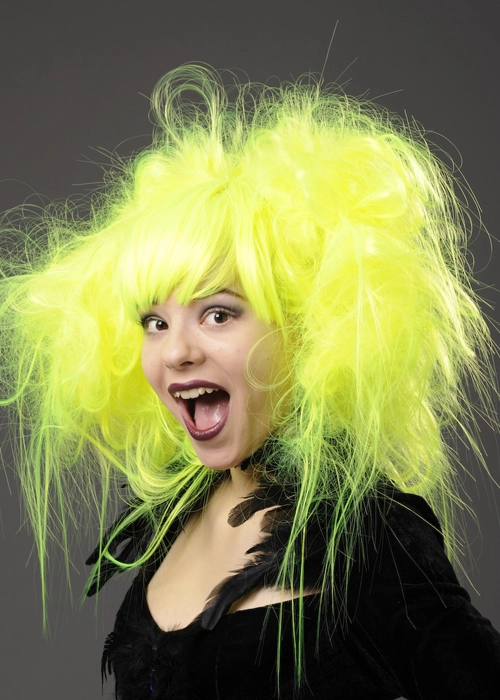 Womens Neon Yellow Backcombed Zombie Wig 3 Womens Neon Yellow Backcombed Zombie Wig