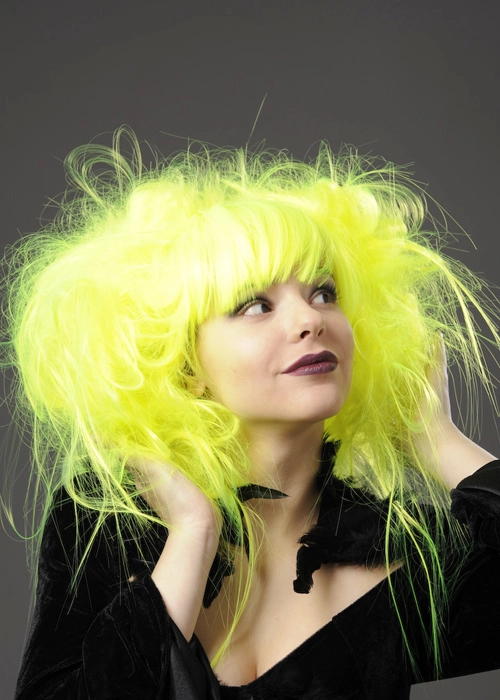 Womens Neon Yellow Backcombed Zombie Wig 4 Womens Neon Yellow Backcombed Zombie Wig - Image 2