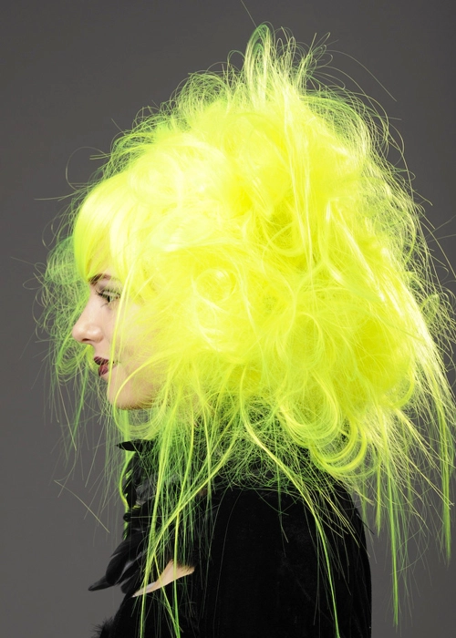 Womens Neon Yellow Backcombed Zombie Wig 5 Womens Neon Yellow Backcombed Zombie Wig - Image 3