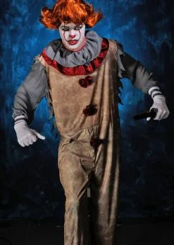 Mens New Style It Clown Pennywise Style Clown Costume -Costumes Sales new it clown mens jumpsuit 02