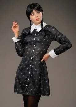 Womens The Addams Family Wednesday Costume -Costumes Sales official wednesday addams costume 702528 03