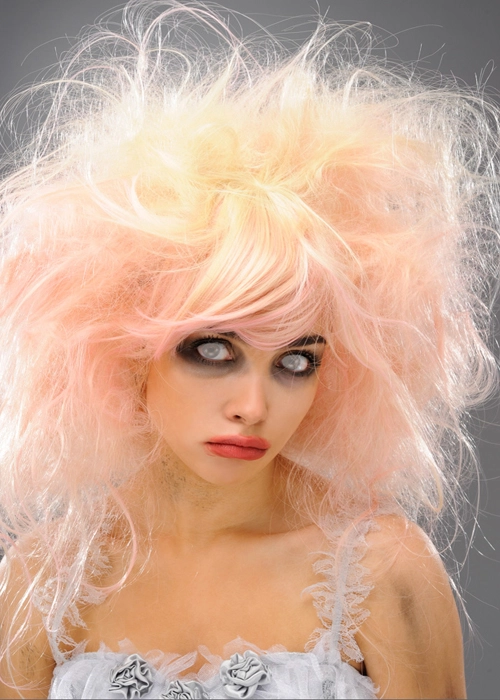 Womens Blonde And Pink Zombie Beauty Queen Wig 3 Womens Blonde And Pink Zombie Beauty Queen Wig