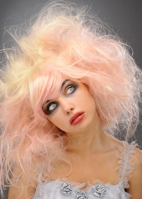 Womens Blonde And Pink Zombie Beauty Queen Wig 4 Womens Blonde And Pink Zombie Beauty Queen Wig - Image 2