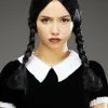 Wednesday Addams Style Gothic Black Plaited Wig 2 Wednesday Addams Style Gothic Black Plaited Wig -Costumes Sales plaited wednesday addams wig