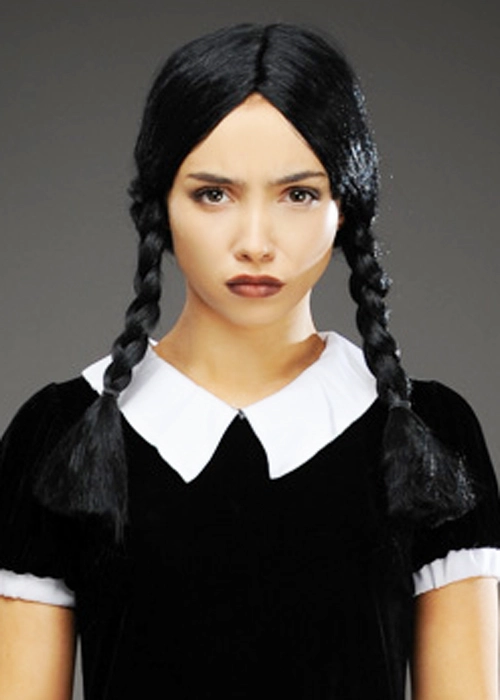 Wednesday Addams Style Gothic Black Plaited Wig 3 Wednesday Addams Style Gothic Black Plaited Wig
