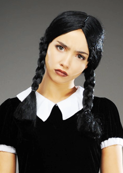 Wednesday Addams Style Gothic Black Plaited Wig 4 Wednesday Addams Style Gothic Black Plaited Wig - Image 2