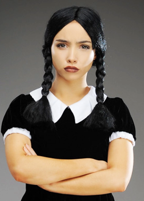 Wednesday Addams Style Gothic Black Plaited Wig 5 Wednesday Addams Style Gothic Black Plaited Wig - Image 3