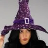 Deluxe Purple Velvet Halloween Witch Hat 2 Deluxe Purple Velvet Halloween Witch Hat -Costumes Sales purple glitter wizard hat