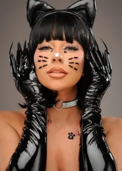 Womens Catwoman Black Vinyl Claw Gloves