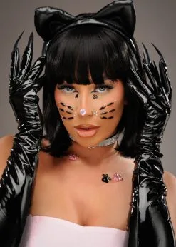 Womens Catwoman Black Vinyl Claw Gloves 9 Womens Catwoman Black Vinyl Claw Gloves -Costumes Sales pvc cat gloves with claws 02