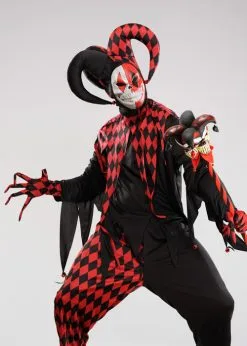Mens Halloween Evil Crazed Jester Costume