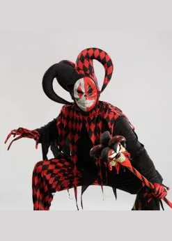 Mens Halloween Evil Crazed Jester Costume -Costumes Sales red evil jester costume 844205 03