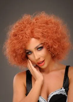 Rocky Horror Style Frizzy Ginger Magenta Wig