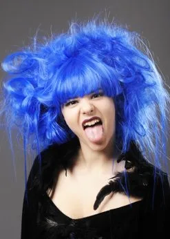 Womens Halloween Blue Backcombed Zombie Wig