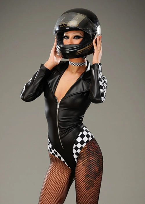 Womens Deluxe Black Racer Biker Gal Costume 8 Womens Deluxe Black Racer Biker Gal Costume - Image 6