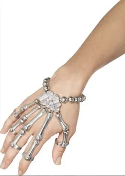 Halloween Gothic Silver Skeleton Hand Bracelet -Costumes Sales silver skeleton hand jewellery 02