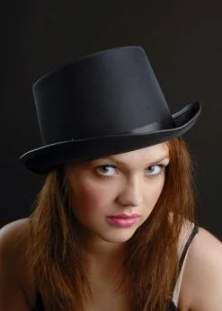 Gothic Vampire Black Satin Top Hat