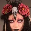 Womens Voodoo Priestess Headband Flower Skull Headpiece 2 Womens Voodoo Priestess Headband Flower Skull Headpiece -Costumes Sales voodoo flower feather headband