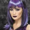 Womens Black And Purple Halloween Wig 1 Womens Black And Purple Halloween Wig -Costumes Sales womens black and purple halloween wig