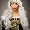 Womens Deluxe Halloween Long Grey Wavy Wig -Costumes Sales womens deluxe grey halloween wig A2722 GR HA