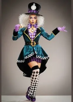 Womens Deluxe Gothic Mad Hatter Costume -Costumes Sales womens deluxe halloween mad hatter costume 03