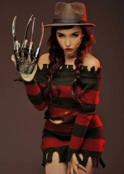 Womens Halloween Miss Freddy Krueger Costume -Costumes Sales womens freddy krueger costume 02