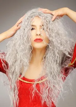 Womens Mother Gothel Style Long Grey Wig