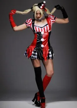 Womens Gothic Harley Quinn Style Dress Costume