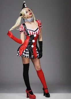 Womens Gothic Harley Quinn Style Dress Costume -Costumes Sales womens harley quinn costume 83929 03
