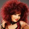 Womens Deluxe Burlesque Burgundy Backcombed Wig -Costumes Sales womens moulin rouge burgundy backcombed wig
