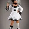 Womens Gothic Black And White Clown Costume -Costumes Sales womens pierrot clown halloween costume 86658