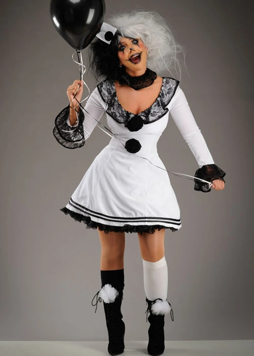 Womens Gothic Black And White Clown Costume 5 Womens Gothic Black And White Clown Costume - Image 3