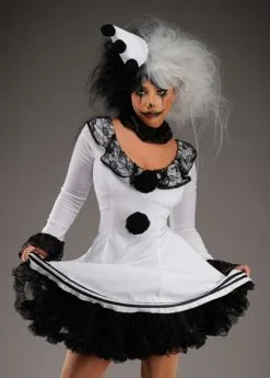 Womens Gothic Black And White Clown Costume 9 Womens Gothic Black And White Clown Costume -Costumes Sales womens pierrot clown halloween costume 86658 03